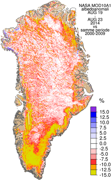 Variationer i Grønlands reflektionsindeks i 2014