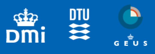 Logo'er af Polar Portalens tre partnere: DMI, DTU og GEUS